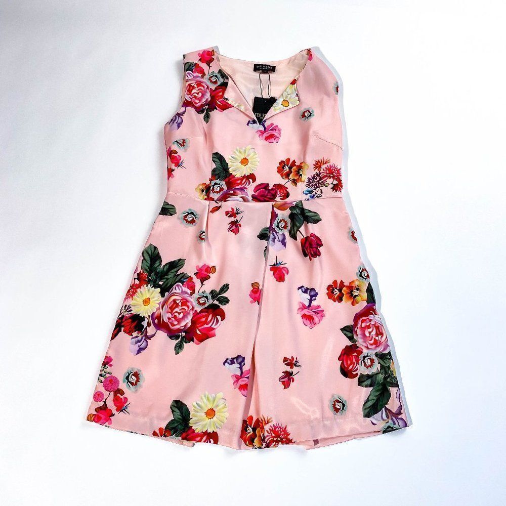 Ted Baker floral print pink sheath dress NWT